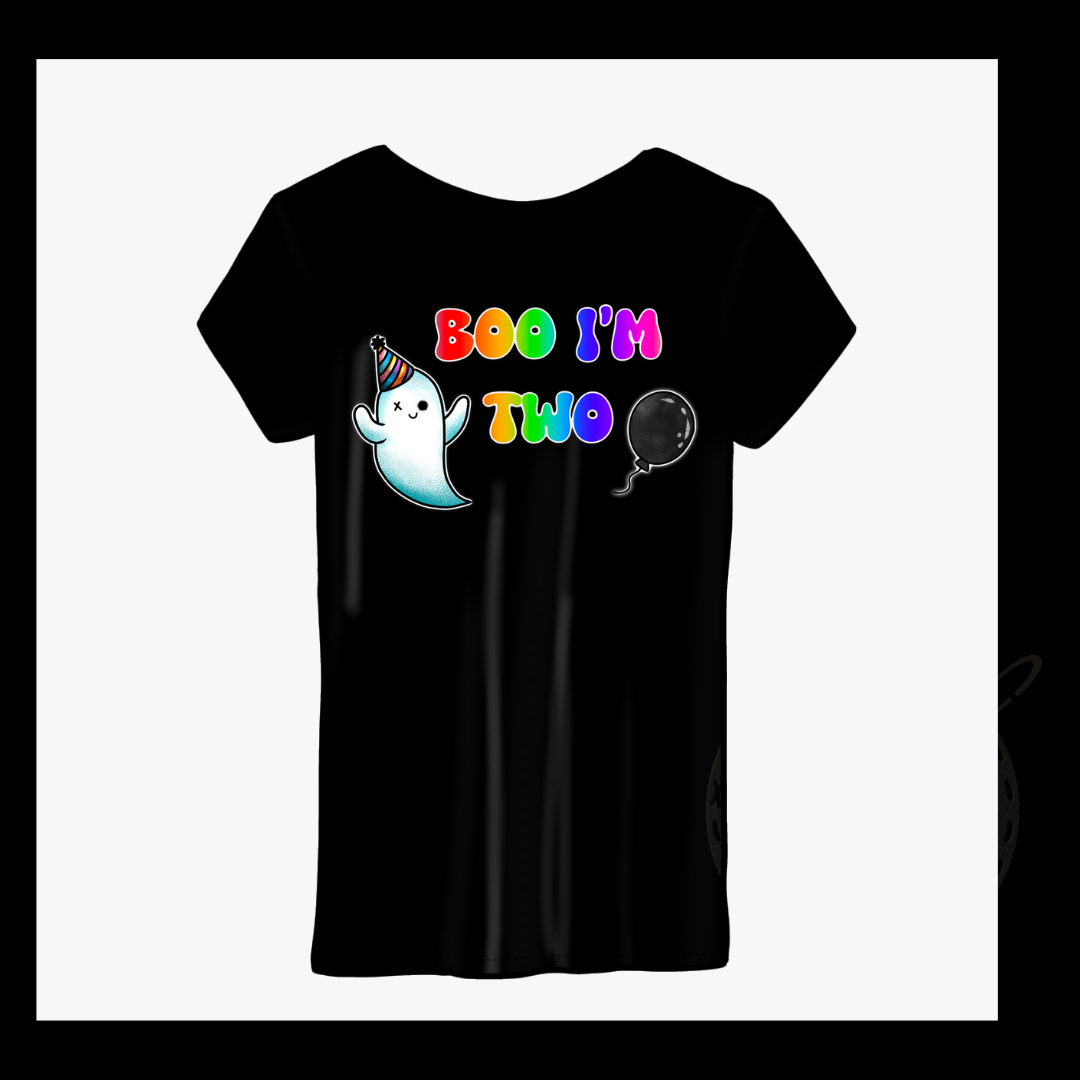 Boo I'm two printed tshirt