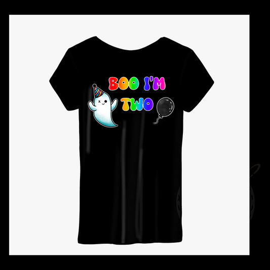 Boo I'm two printed tshirt