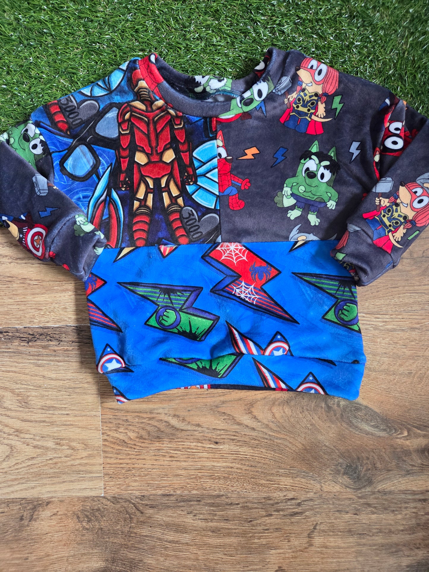 Superhero mash up jumper 18-24m