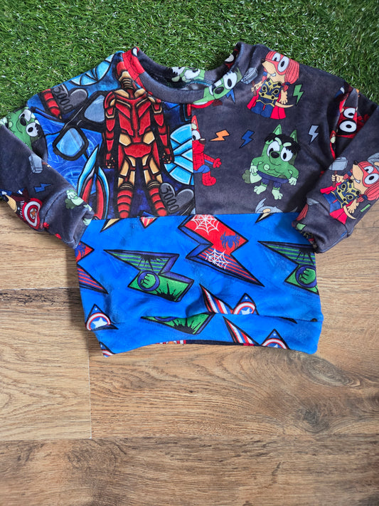 Superhero mash up jumper 18-24m